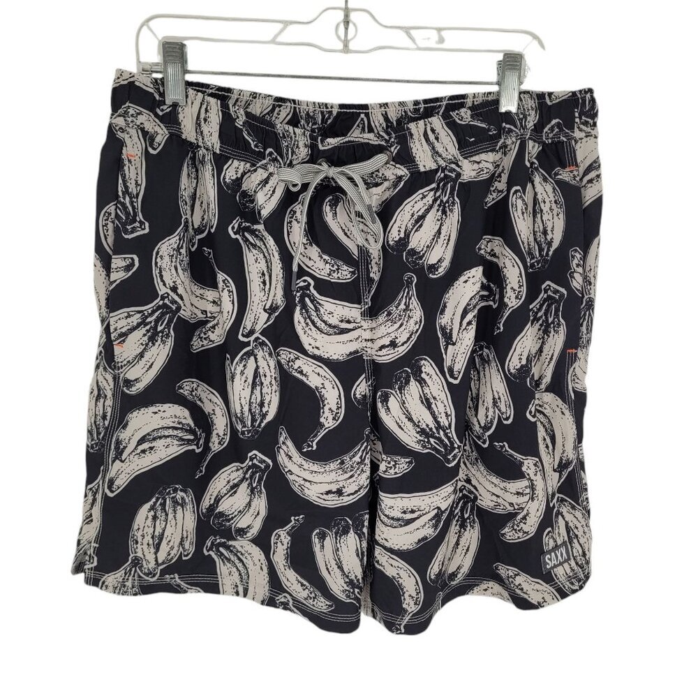 Saxx mens XL Ballpark pouch Oh Buoy 2n1 Volley 7 Banana bunch print shorts
